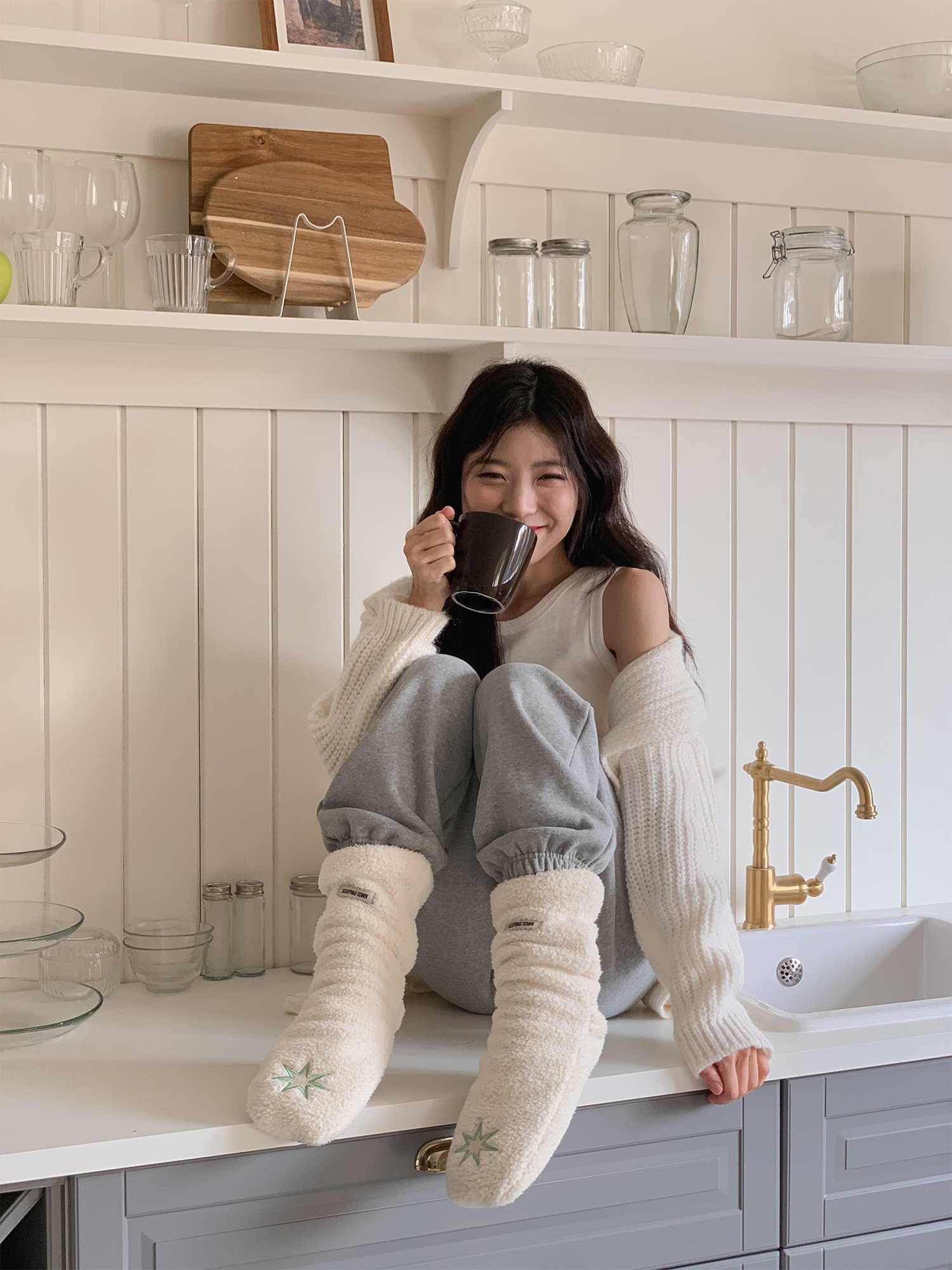 SLEEPING TOWN おやすみソックス Ivory – ONEULY