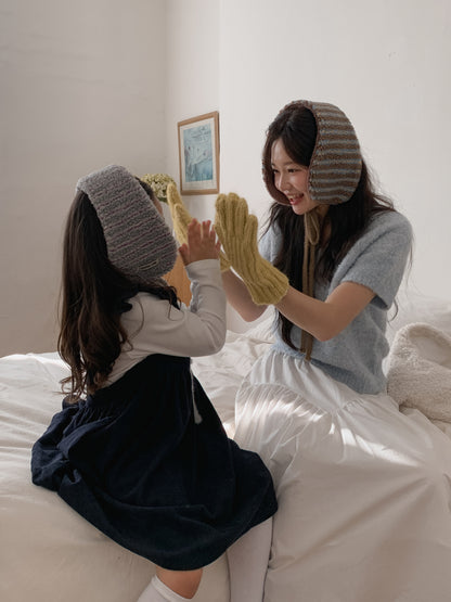 Stripe Earmuffs Brown