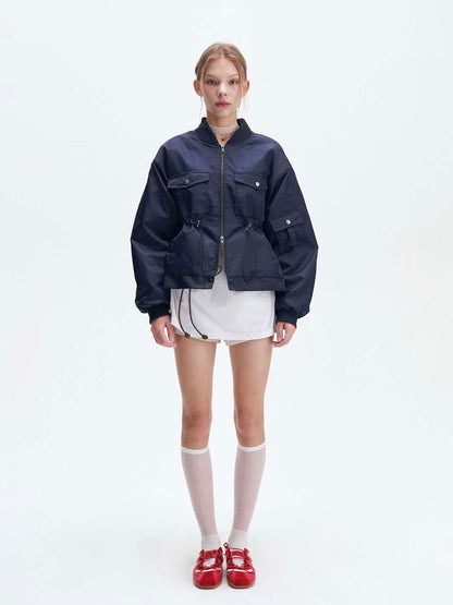 Heavy nylon bomber jacket