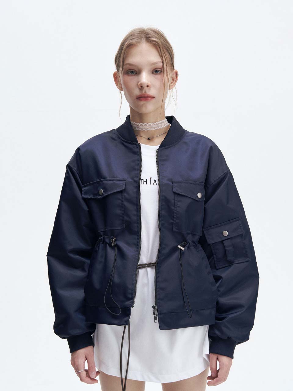 Heavy nylon bomber jacket