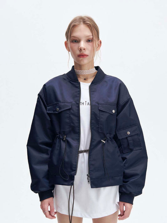 Heavy nylon bomber jacket