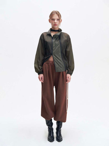 Double zipper windbreaker jacket (khaki)