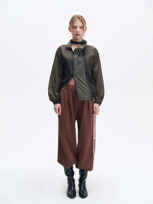 Double zipper windbreaker jacket (khaki)