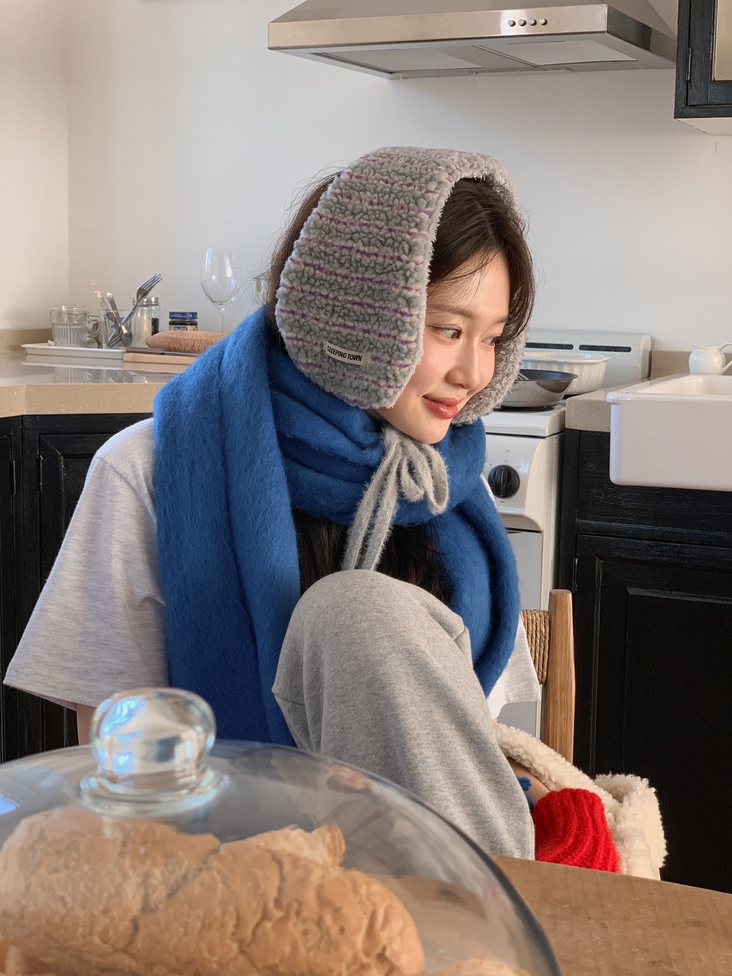 Stripe Earmuffs Gray