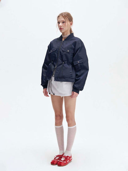 Heavy nylon bomber jacket