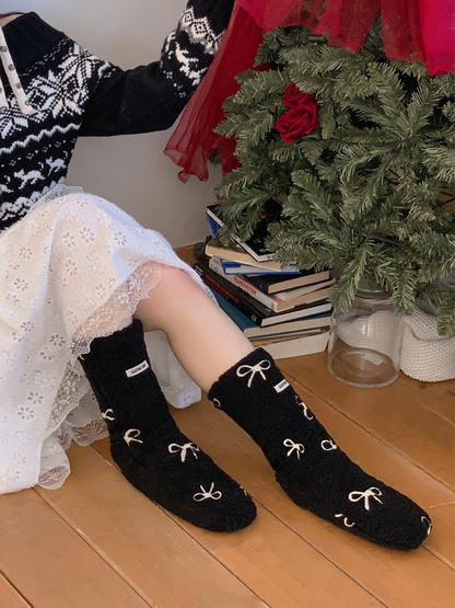 おやすみソックス Ribbon Black