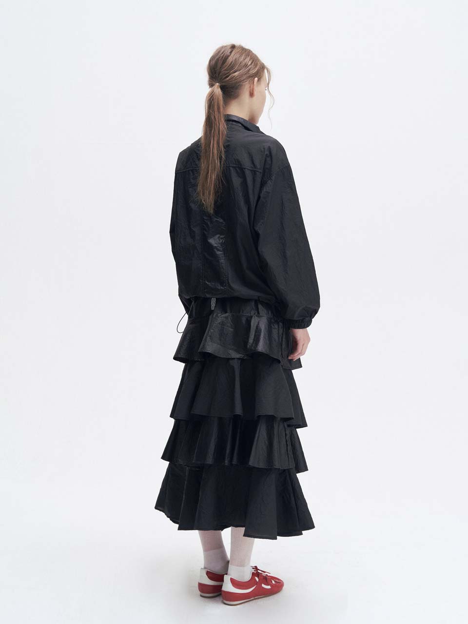 Double zipper windbreaker jacket (Black)