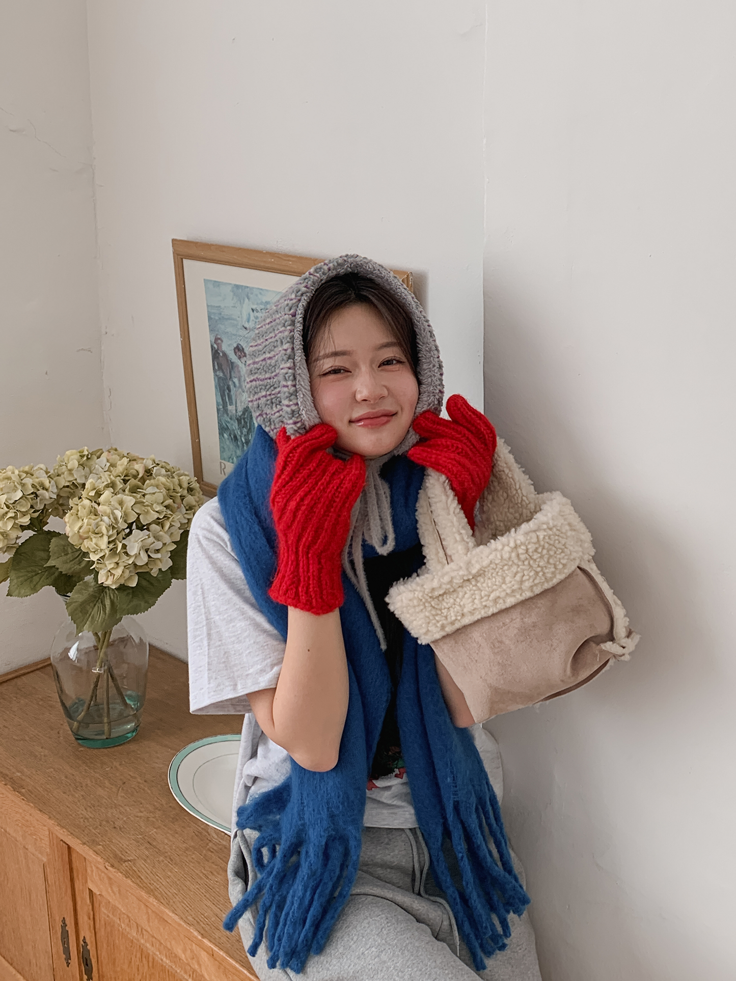 Stripe Earmuffs Gray