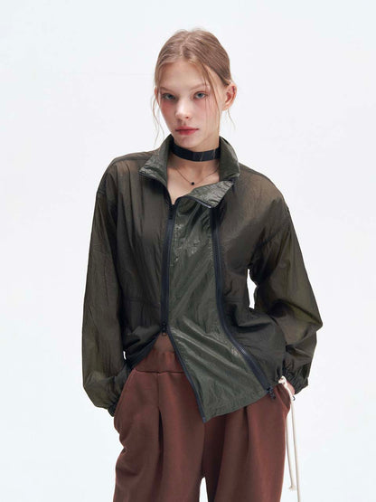 Double zipper windbreaker jacket (khaki)