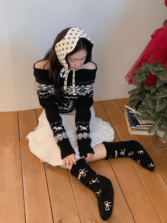 おやすみソックス Ribbon Black