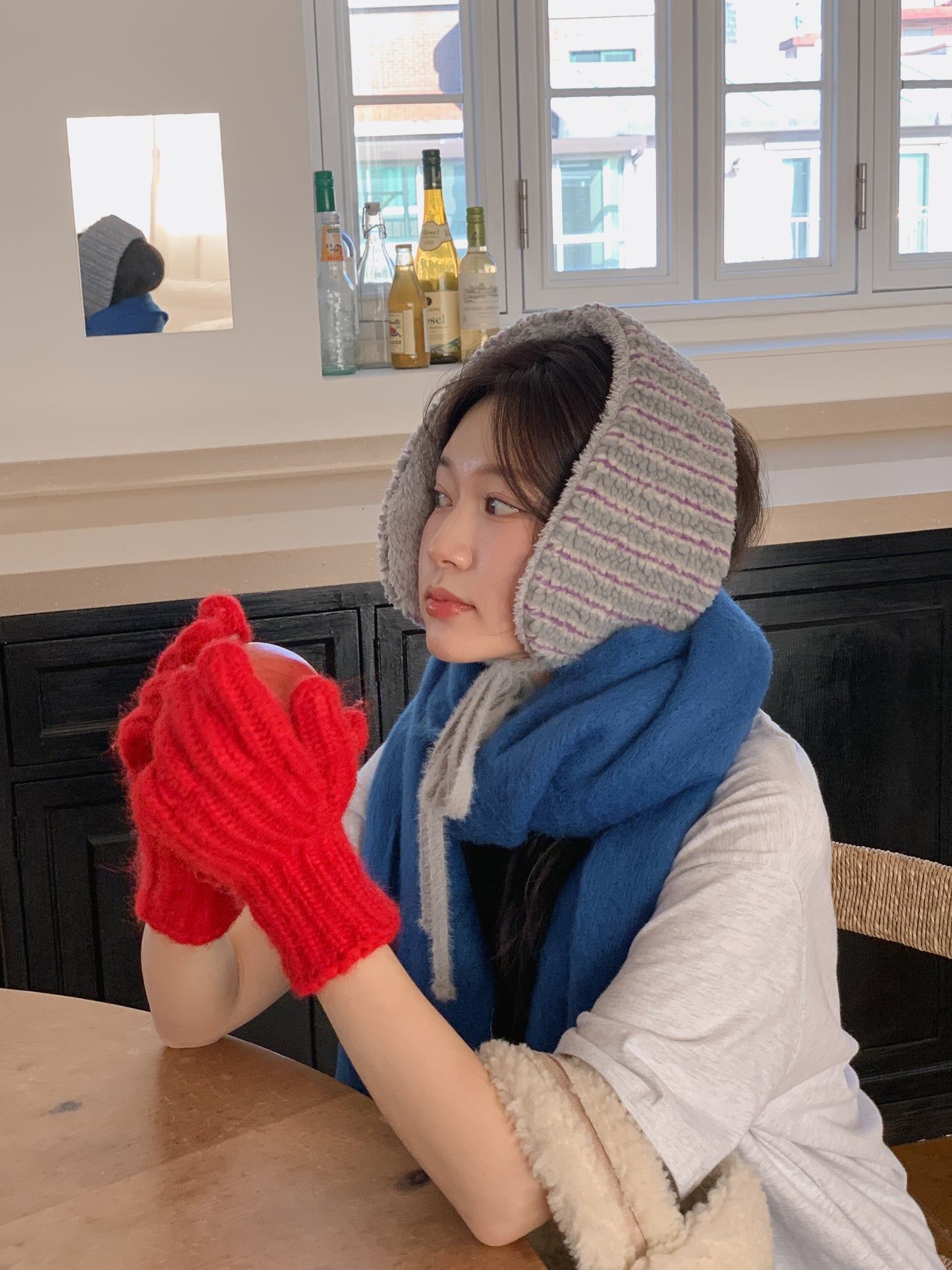 Stripe Earmuffs Gray