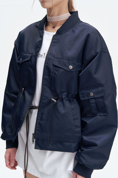Heavy nylon bomber jacket
