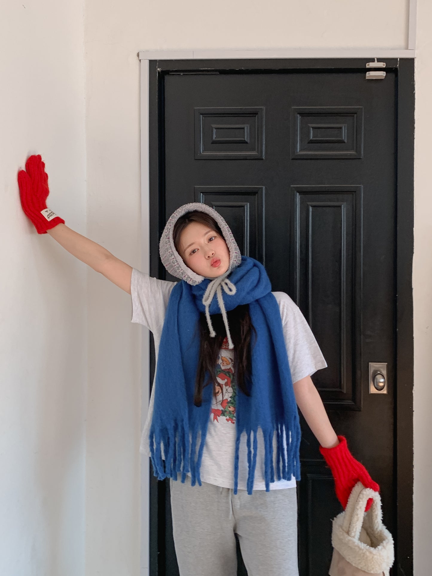 Stripe Earmuffs Gray