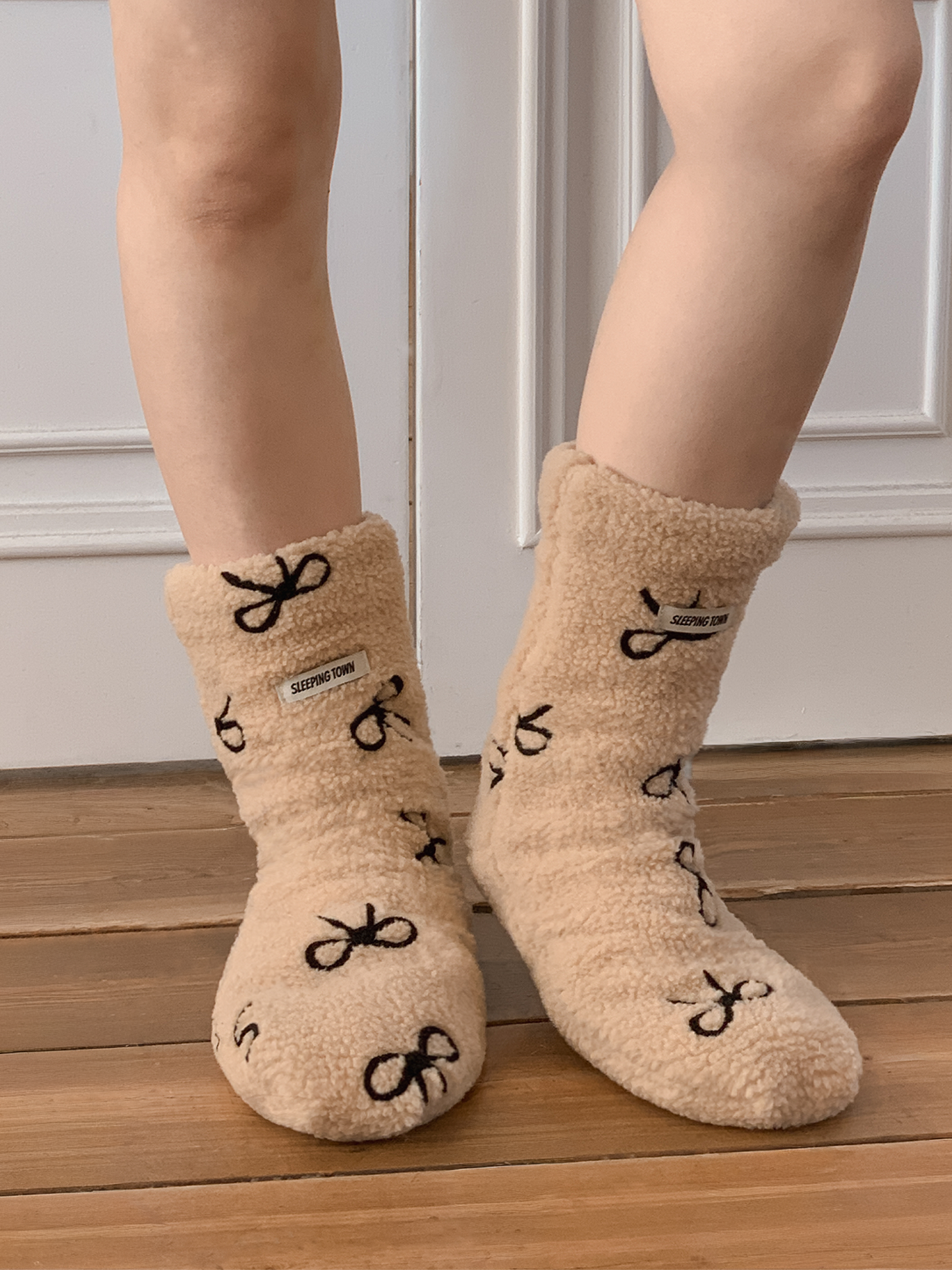 おやすみソックス Ribbon Beige