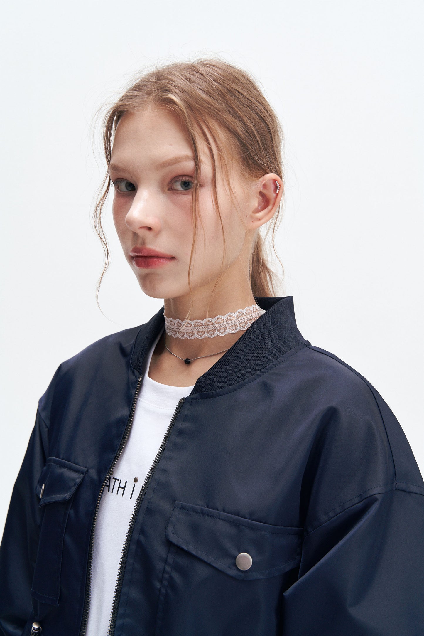 Heavy nylon bomber jacket