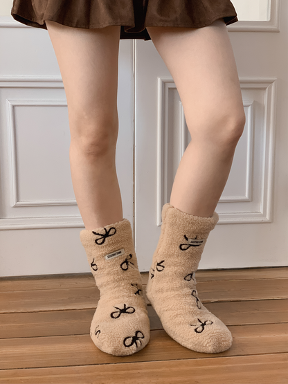 おやすみソックス Ribbon Beige